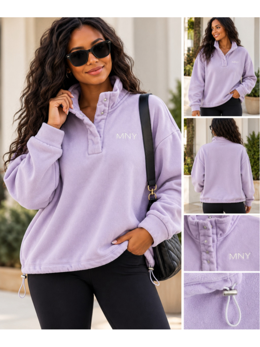 Marc New York Andrew Marc Lavender Fleece Pullover Sweatshirt Size L